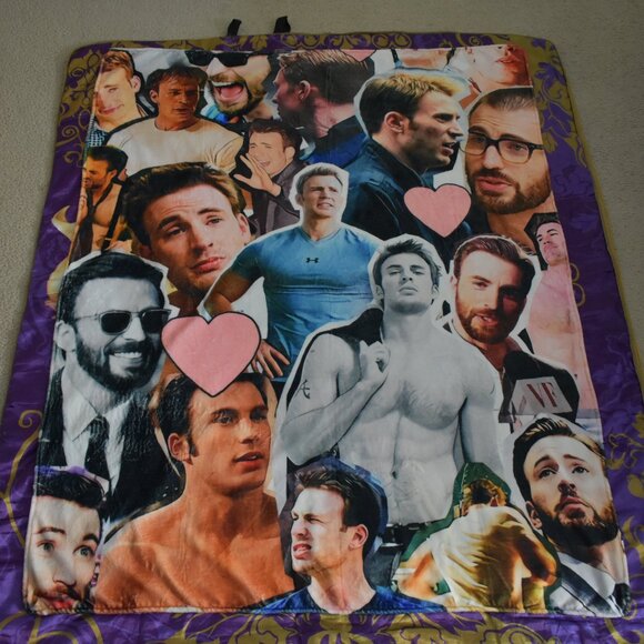 Chris Evans Marvel Captain America Fleece Throw Blanket 47"x60" & pillow throw - Picture 1 of 13